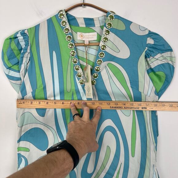 NWT Sheridan French Women’s Size XS Natalie Blouse in Seaglass Wave Blue Green - Picture 7 of 7